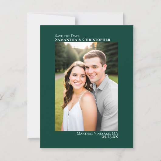 Weddenschap Save the Date Vertical Photo Emerald G Magnetische Uitnodiging (Voorkant)