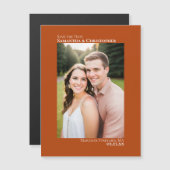 Weddenschap Save the Date Vertical Photo Rust Oran Magnetische Uitnodiging (Voorkant / Achterkant)