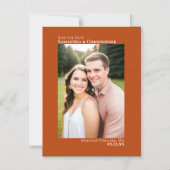 Weddenschap Save the Date Vertical Photo Rust Oran Magnetische Uitnodiging (Voorkant)