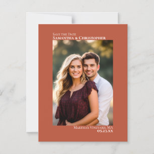 Weddenschap Save the Date Vertical Photo Terracott Magnetische Uitnodiging