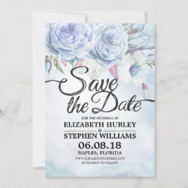 Weddenschap Save The Date Waterverf Floral & Feath