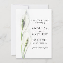 Weddenschap Save the Date White Peace Calla Lily