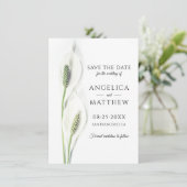 Weddenschap Save the Date White Peace Calla Lily (Staand voorkant)