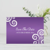 Weddenschap Save The Date White Swirls Paars (Staand voorkant)