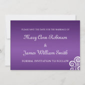 Weddenschap Save The Date White Swirls Paars (Achterkant)