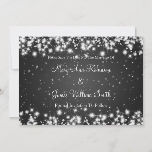 Weddenschap Save the Date Winter Sparkle Black (Achterkant)
