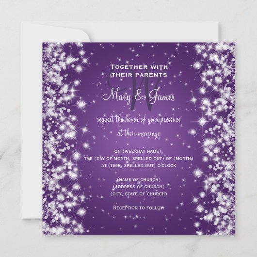 Weddenschap Save the Date Winter Sparkle Paars (Achterkant)