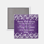 Weddenschap Save the Date Winter Sparkle Paars Magneet (Voorkant / Achterkant)