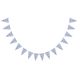 Weddenschap Shabby Blue Pastel Flowers Floral Part Vlaggetjes