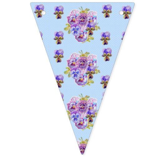Weddenschap Shabby Blue Pastel Flowers Floral Part Vlaggetjes (Derde vlag)