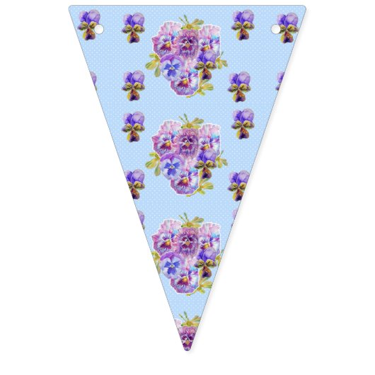 Weddenschap Shabby Blue Pastel Flowers Floral Part Vlaggetjes (Eerste vlag)