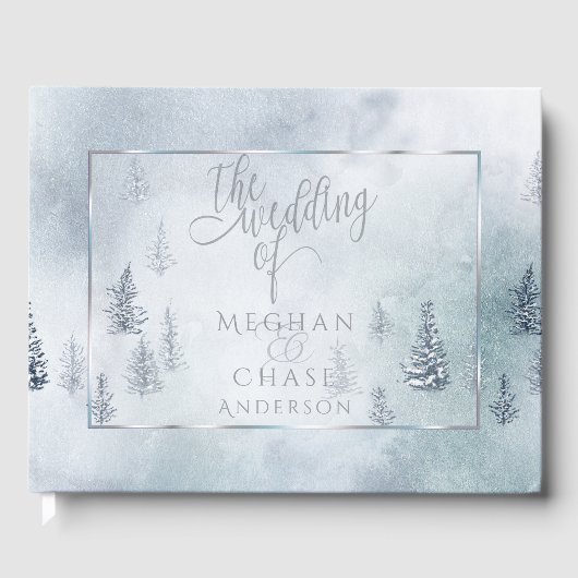 Weddenschap | Silver Blue Winter Wonderland Gastenboek (Voorkant)