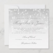 Weddenschap Silver Bokeh Sparkle Lights Kaart (Voorkant)
