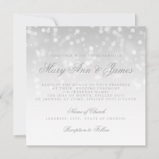 Weddenschap Silver Bokeh Sparkle Lights Kaart (Voorkant)