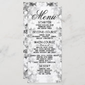 Weddenschap Silver Floral Elegant Dinner Menu (Voorkant / Achterkant)