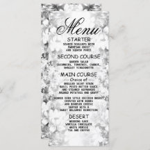 Weddenschap Silver Floral Elegant Dinner Menu