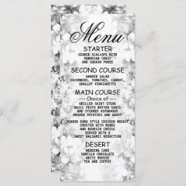 Weddenschap Silver Floral Elegant Dinner Menu