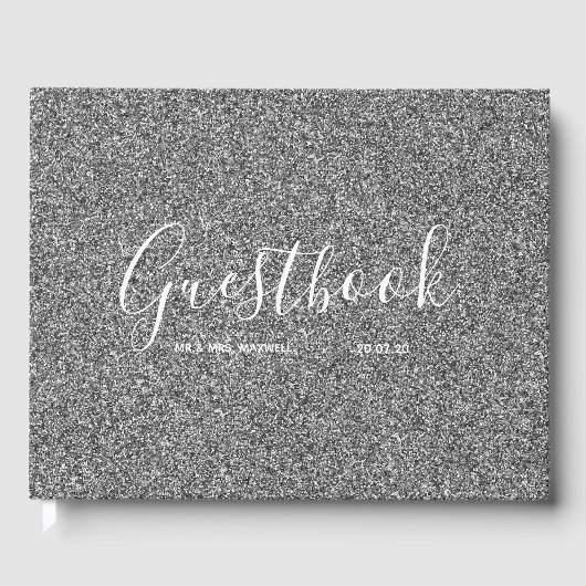 Weddenschap | Silver Glitter Chic Gastenboek (Voorkant)