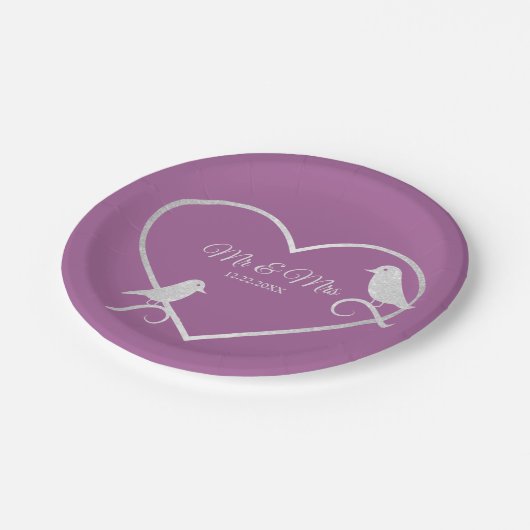 Weddenschap Silver Gray Heart Pink Elegant Papieren Bordje (Gekanteld)