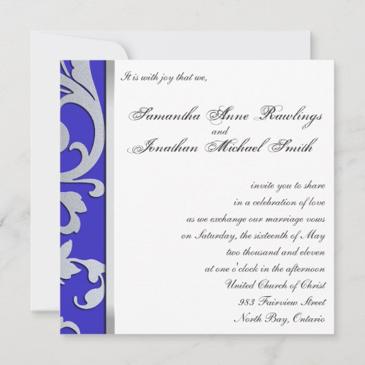 Weddenschap Silver Sparkle Floral Swirls Kaart (Achterkant)