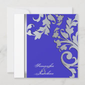 Weddenschap Silver Sparkle Floral Swirls Kaart (Voorkant)