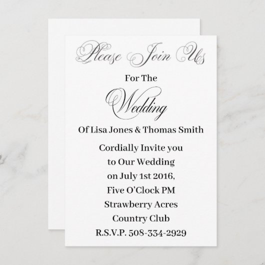 Weddenschap simpel kaart (Voorkant / Achterkant)