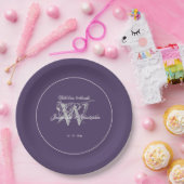 Weddenschap Simple Elegant Chic Dusty Paars Monogr Papieren Bordje (Feest)