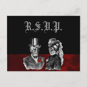 Weddenschap Skeleton Skulls RSVP Uitnodiging Briefkaart