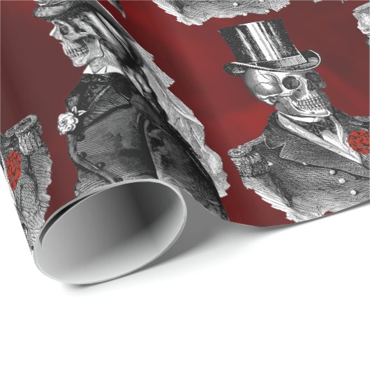 Weddenschap Skeleton Skulls "Til Death Do ons Part Cadeaupapier (Rol Hoek)