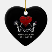 Weddenschap - Skeletten met hart Keramisch Ornament (Achterkant)