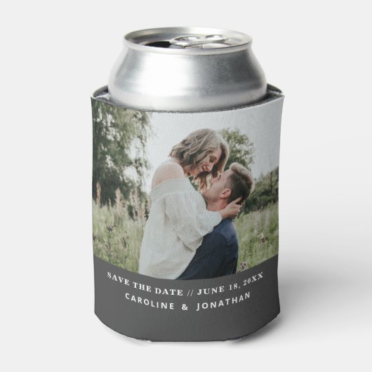 Weddenschap Sla de datum foto eenvoudig zwart op Blikjeskoeler (Blikje Voorkant)