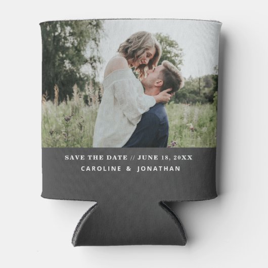 Weddenschap Sla de datum foto eenvoudig zwart op Blikjeskoeler (Voorkant)