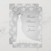 Weddenschap, sneeuwvlokken op grijs Vrijgezellenfe Kaart (Voorkant / Achterkant)