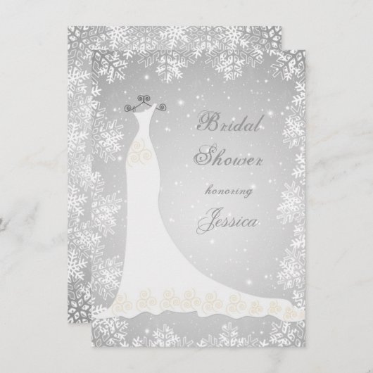 Weddenschap, sneeuwvlokken op grijs Vrijgezellenfe Kaart (Voorkant / Achterkant)