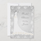 Weddenschap, sneeuwvlokken op grijs Vrijgezellenfe Kaart (Voorkant)