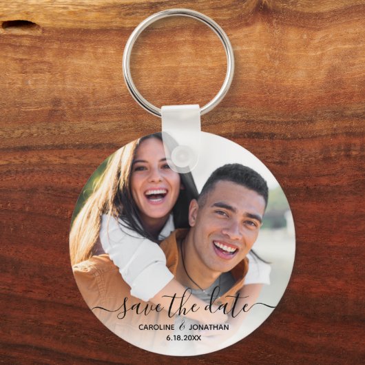 Weddenschap Sparen de Datum Eenvoudige Fotokalligr Sleutelhanger (Voorkant)