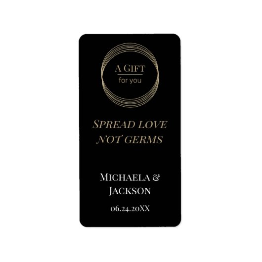 Weddenschap Spread Love not Germs Hand Sanitizer Etiket (Voorkant)