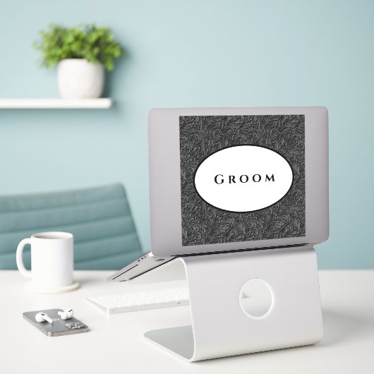Weddenschap Sticker Groom (Laptop op bureau)