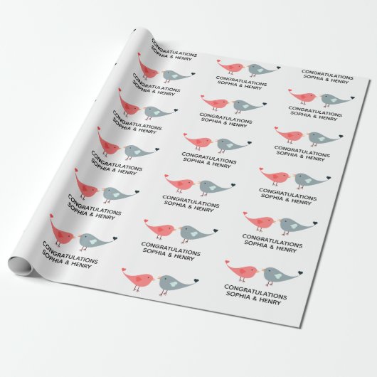 Weddenschap Stomme Liefde Vogelbride Groom Names Cadeaupapier (Uitgerold)