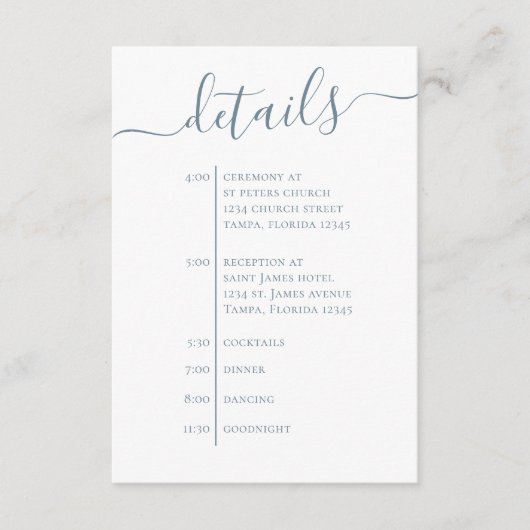 Weddenschap Stusty Blue Details QR Code Eenvoudige Informatiekaartje (Voorkant)