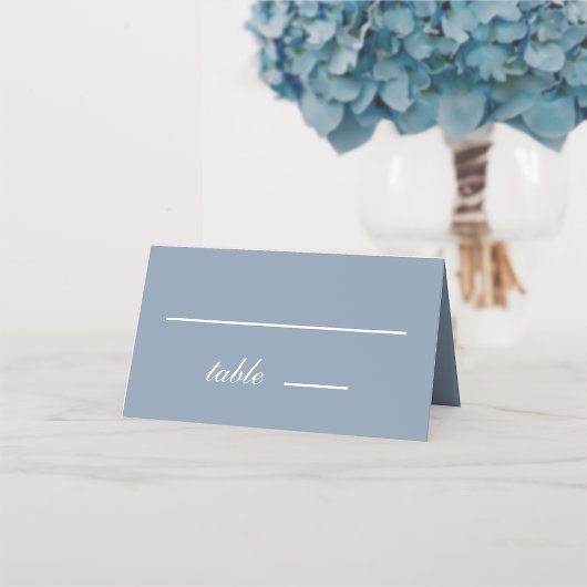 Weddenschap Stusty Blue Simple White Script Callig Plaatskaartje
