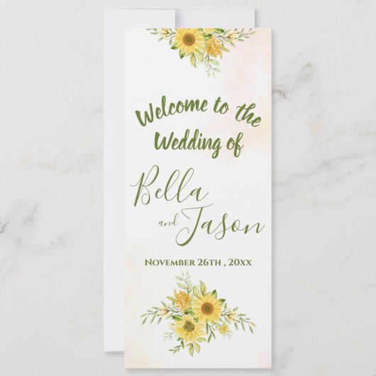 Weddenschap Sunflower Yellow Cute Waterverf Kaart (Voorkant)