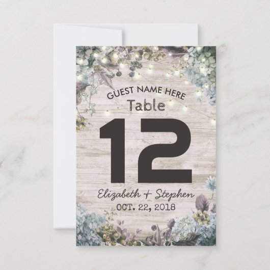 Weddenschap Tafelnummer Chic Floral Wood Lichten (Achterkant)