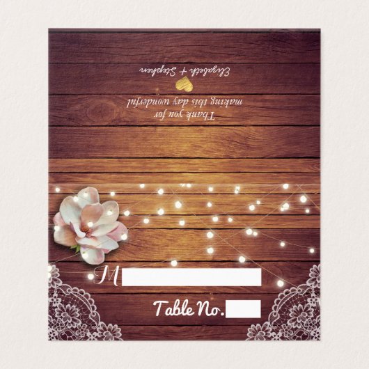 Weddenschap Tafelnummer Floral Light Wood Lace (Buitenkant ongevouwen)