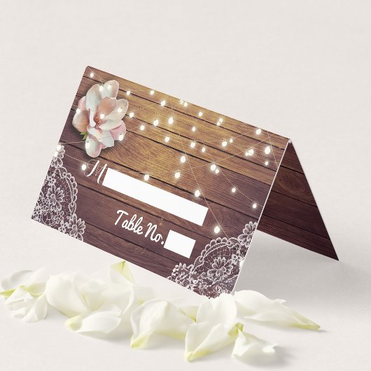 Weddenschap Tafelnummer Floral Light Wood Lace