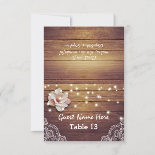 Weddenschap Tafelnummer Floral Light Wood Lace (Voorkant)