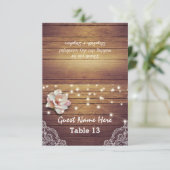 Weddenschap Tafelnummer Floral Light Wood Lace (Staand voorkant)