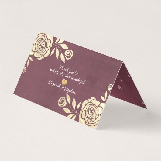 Weddenschap Tafelnummer Gold Rozen Burgundy Red (Achterkant)