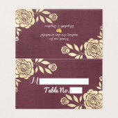 Weddenschap Tafelnummer Gold Rozen Burgundy Red (Buitenkant ongevouwen)