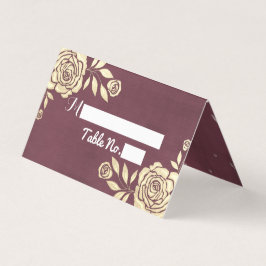 Weddenschap Tafelnummer Gold Rozen Burgundy Red